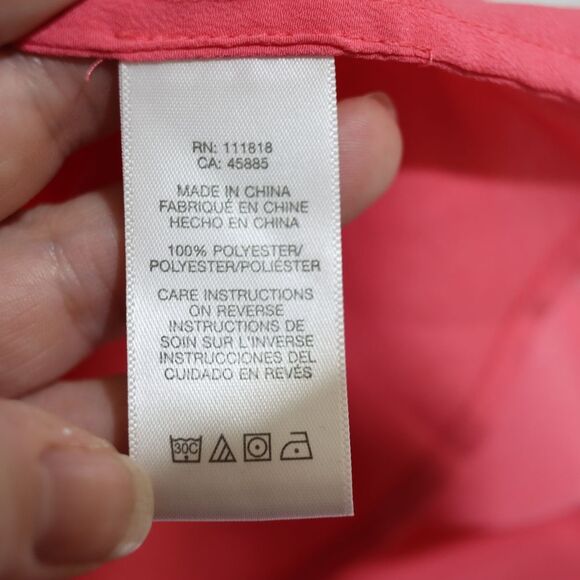 Michael Michael Kors Hot Pink Gold Zip V-Neck Blouse Relaxed Cap Sleeve Medium - Picture 10 of 10